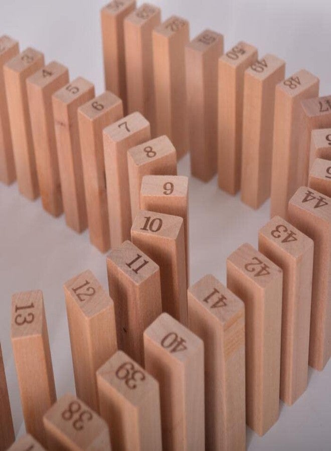 PULSBERY لعبة بناء مكعبات خشبية من بولسبري للأطفال، 54 قطعة مرقمة، لعبة كلاسيكية لتكديس المكعبات مع 4 نرد، لعبة بناء مكعبات خشبية عملاقة قابلة للسقوط والتدحرج للأطفال - Image 4